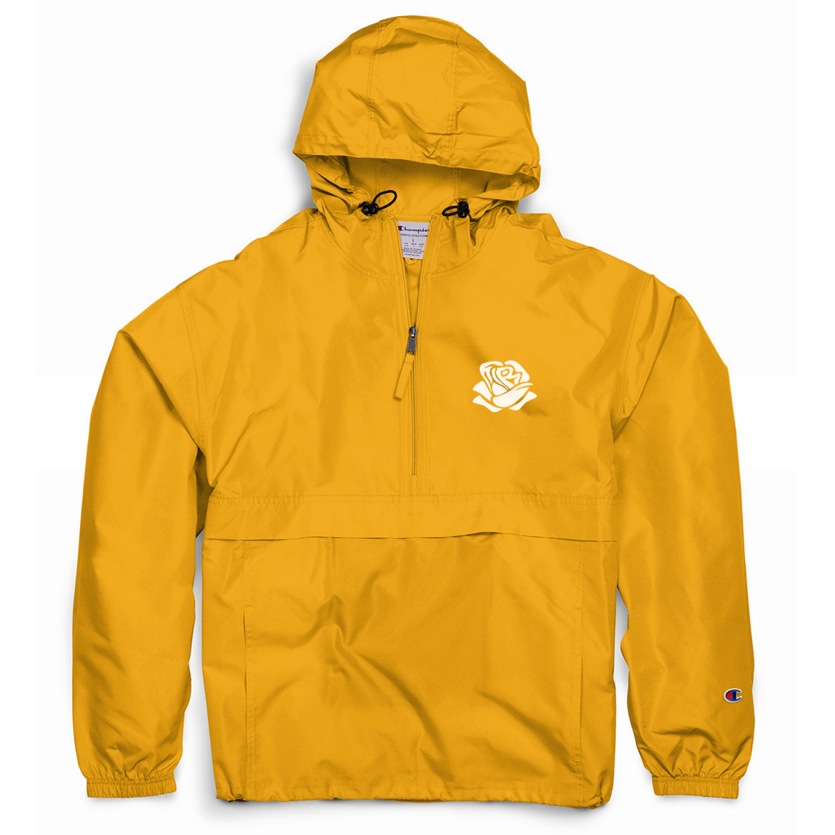 Rosebud Pullover Yellow Nylon Windbreaker Jacket with white