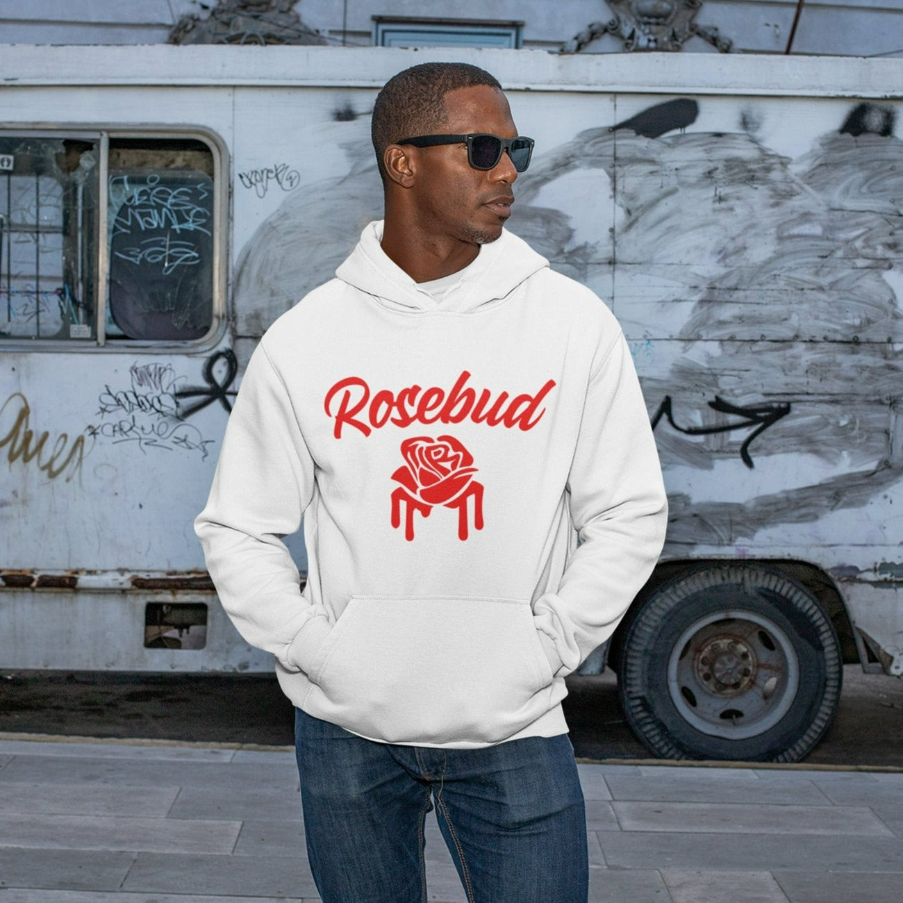 White Rosebud Hoodie (that drip) Unisex Pullover Cotton/poly Ultimate Heavyweight